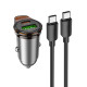 Автомобільний зарядний пристрій HOCO NZ16A Rigorous 43W dual port PD25W+QC3.0 car charger set(C to C) Metal Grey (6942007644761)