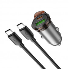 Автомобільний зарядний пристрій HOCO NZ16A Rigorous 43W dual port PD25W+QC3.0 car charger set(C to C) Metal Grey (6942007644761)