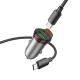 Автомобільний зарядний пристрій HOCO NZ16A Rigorous 43W dual port PD25W+QC3.0 car charger set(C to C) Metal Grey (6942007644761)