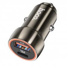 Автомобільний зарядний пристрій HOCO Z46A Blue whale PD20W+QC3.0 car charger Metal Gray (6931474770332)