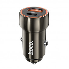 Автомобільний зарядний пристрій HOCO Z46A Blue whale PD20W+QC3.0 car charger Metal Gray (6931474770332)