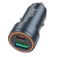 Автомобільний зарядний пристрій HOCO Z57A Glorious PD30W+QC3.0 car charger Metal Gray (6942007633109)