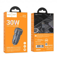 Автомобільний зарядний пристрій HOCO Z57A Glorious PD30W+QC3.0 car charger Metal Gray (6942007633109)