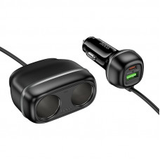 Автомобільний зарядний пристрій HOCO Z59 Rank 48W dual port PD30W+QC3.0 dual cigarette lighter slot car charger Black (6942007641500)
