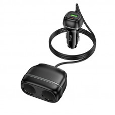 Автомобільний зарядний пристрій HOCO Z59 Rank 48W dual port PD30W+QC3.0 dual cigarette lighter slot car charger Black (6942007641500)