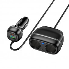 Автомобільний зарядний пристрій HOCO Z59 Rank 48W dual port PD30W+QC3.0 dual cigarette lighter slot car charger Black (6942007641500)