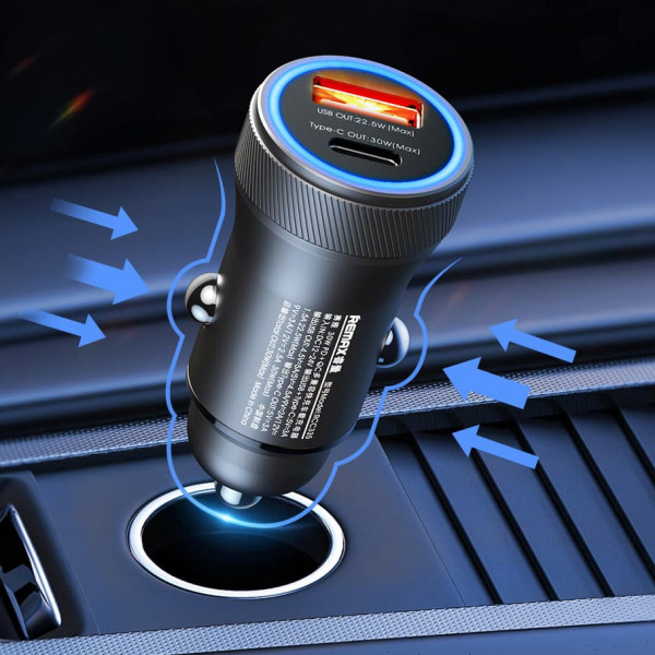 Автомобільний зарядний пристрій REMAX Seaya Series 30W PD+QC 1A+1C Fast Charging Car Charger RCC335 Tarnish (6954851204336)