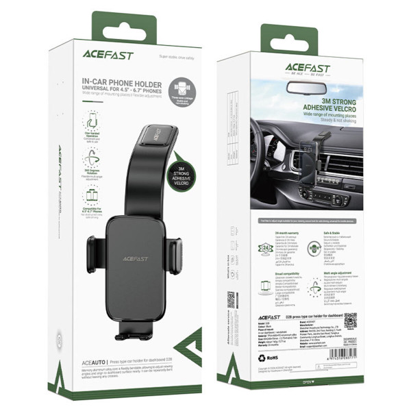 Автотримач для телефона ACEFAST D28 press type car holder for dashboard Black