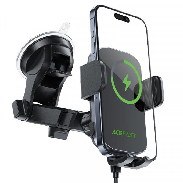 Автотримач для телефона з БЗП ACEFAST D53 wireless charging car holder with electric clamp for dashboard Black (6974316284246)