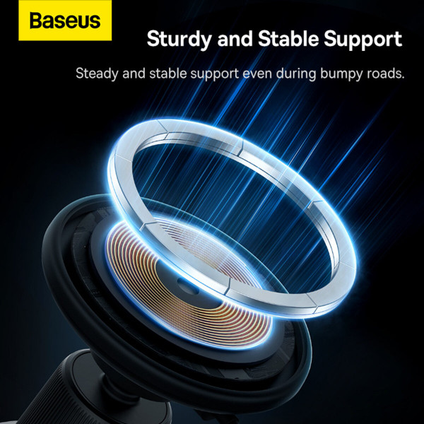 Автотримач для телефона з БЗП Baseus CW01 Magnetic Wireless Charging Car Mount Air Vent Version 15W Cluster Black