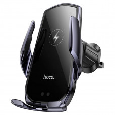 Автотримач для телефона з БЗП HOCO CA202 Plus Enlightener infrared induction wireless charging car holder(air outlet) Black metal gray