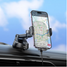 Автотримач для телефона з БЗП HOCO HW5 Journey wireless fast charging car holder(center console) Black (6942007601450)
