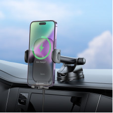 Автотримач для телефона з БЗП HOCO HW5 Journey wireless fast charging car holder(center console) Black (6942007601450)