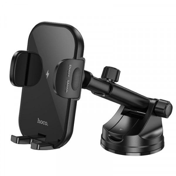 Автотримач для телефона з БЗП HOCO HW5 Journey wireless fast charging car holder(center console) Black (6942007601450)