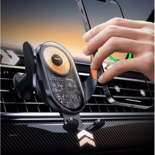 Автотримач для телефона з БЗП REMAX 15W Ultra-thin 3-Axis Linkage Car Holder RM-C17i Black (6954851216018)
