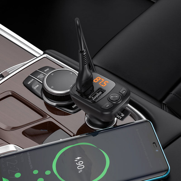 АЗП з FM-модулятором BOROFONE BC41 Eminency QC3.0 Car BT FM transmitter 18W Black 8525500090 (6974443382884)