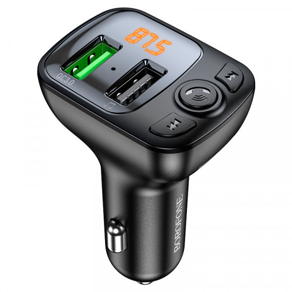 АЗП з FM-модулятором BOROFONE BC41 Eminency QC3.0 Car BT FM transmitter 18W Black 8525500090 (6974443382884)