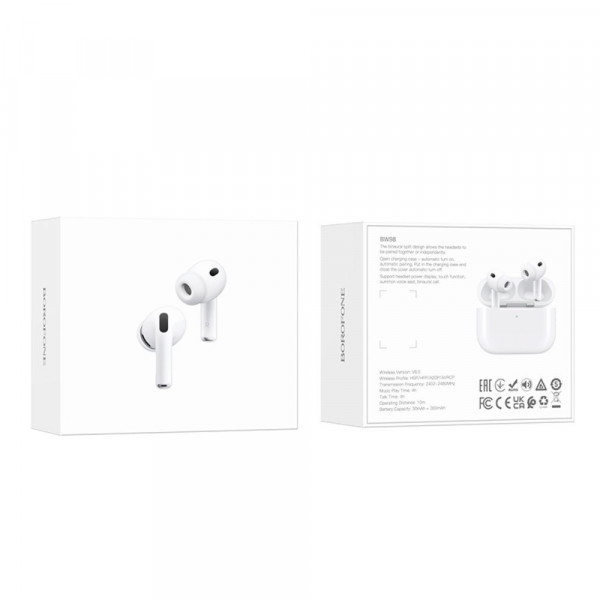Безбротові навушники BOROFONE BW98 True wireless stereo headset White (6941991126536)