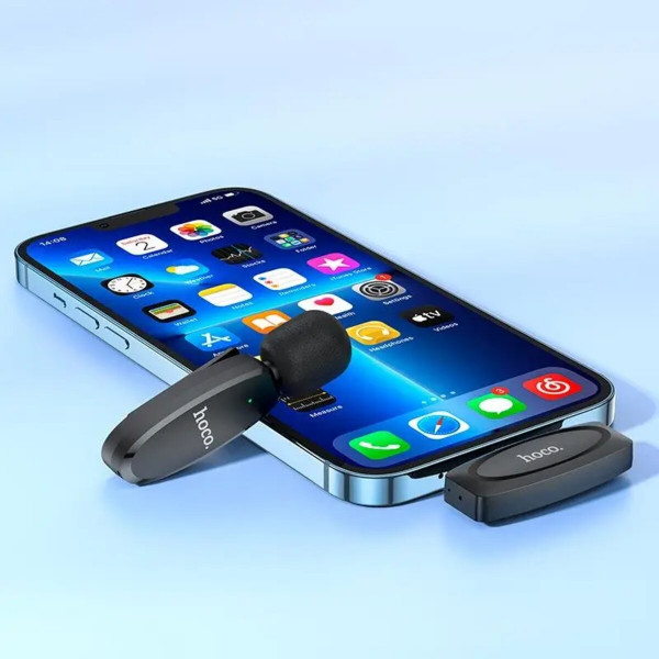 Бездротова мікрофонна система HOCO L15 iP Crystal lavalier wireless digital microphone Чорний