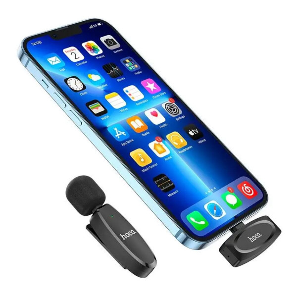 Бездротова мікрофонна система HOCO L15 iP Crystal lavalier wireless digital microphone Чорний