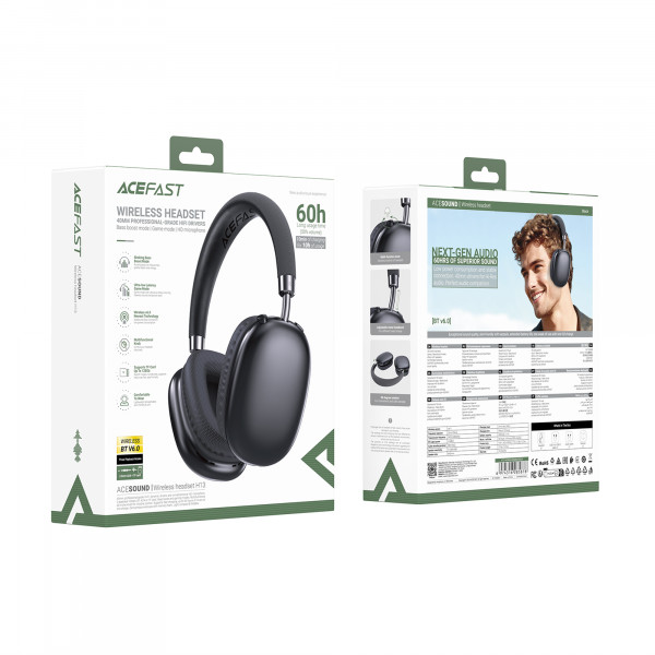 Бездротові накладні навушники ACEFAST H13 Wireless Headset Black (6974316285878)