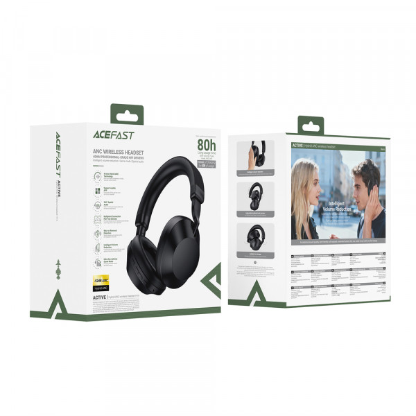 Бездротові накладні навушники ACEFAST H14 hybrid ANC wireless headset Black (6974316286264)