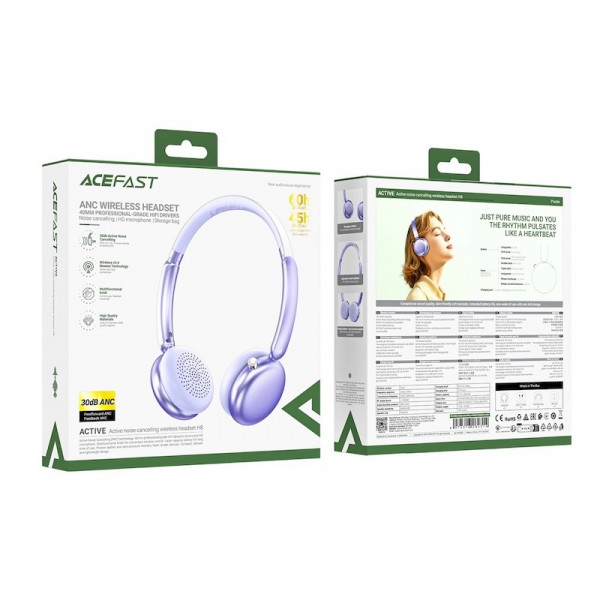 Бездротові навушники ACEFAST H8 active noise cancelling wireless headset Silver