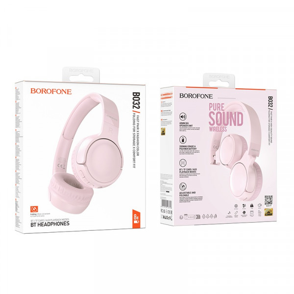 Бездротові навушники BOROFONE BO32 Show BT headphones Pink