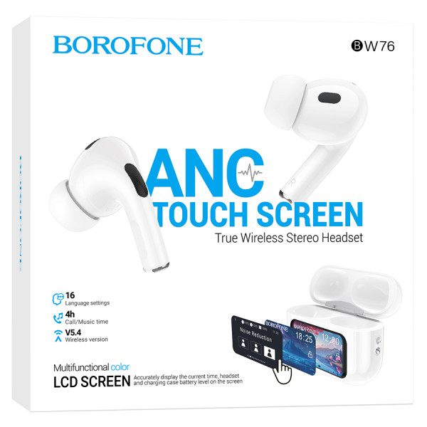 Бездротові навушники BOROFONE BW76 Brocade true wireless ANC noise reduction touch screen BT headset Champagne White
