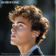 Бездротові навушники BOROFONE FQ5 Spirit clip-on true wireless BT headset Milky white