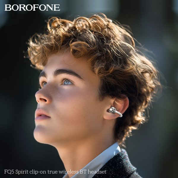 Бездротові навушники BOROFONE FQ5 Spirit clip-on true wireless BT headset Milky white