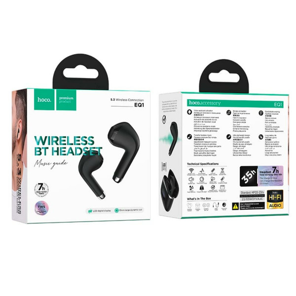 Бездротові навушники HOCO EQ1 Music guide true wireless BT headset Black