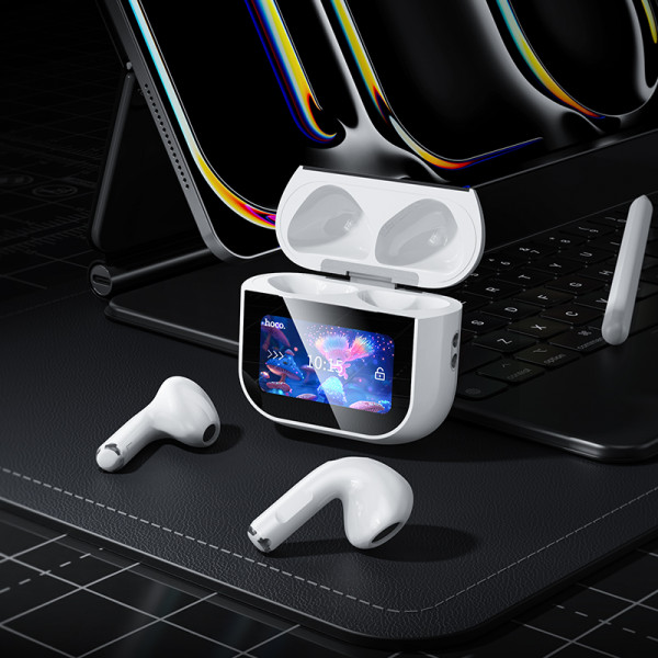 Бездротові навушники HOCO EW82 Sparkle true wireless touch screen BT headset White (6942007646529)