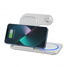 Бездротовий зарядний пристрій WIWU 3 in 1 Foldable Wireless Charger Wi-W020 White (6976195093537)