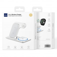 Бездротовий зарядний пристрій WIWU 3 in 1 Foldable Wireless Charger Wi-W020 White (6976195093537)