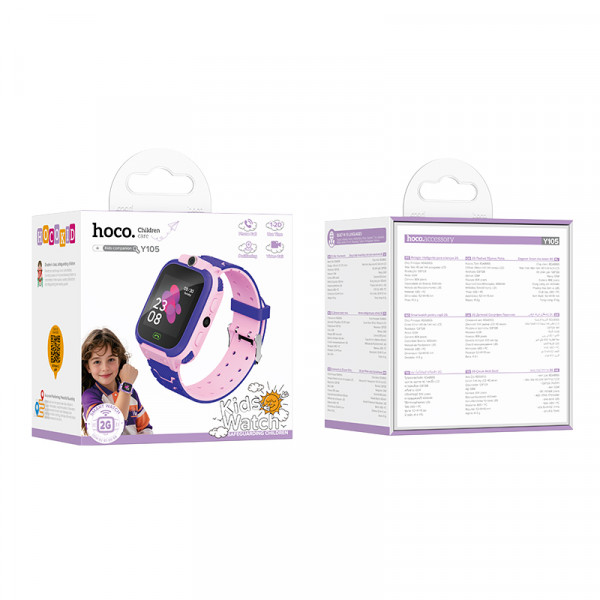 Дитячий смарт-годинник HOCO Y105 children phone watch Pink (6942007658652)