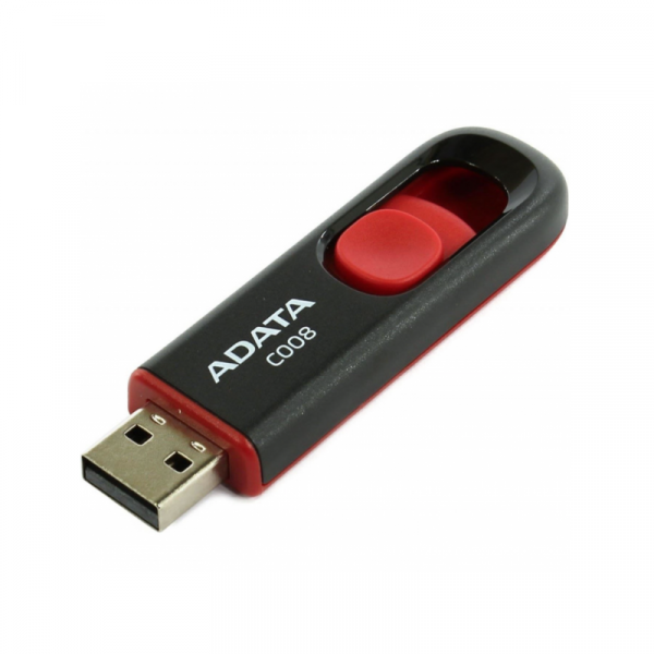 Флеш-накопичувач ADATA USB 2.0 C008 64Gb Black/Red (AC008-64G-RKD)