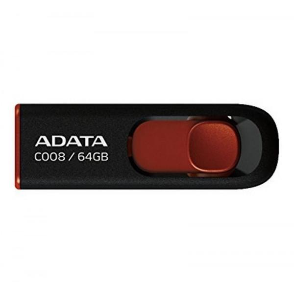 Флеш-накопичувач ADATA USB 2.0 C008 64Gb Black/Red (AC008-64G-RKD)
