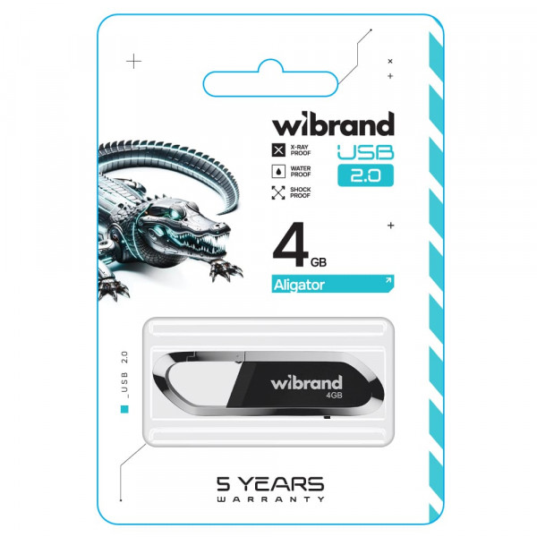 Флеш-накопичувач Wibrand USB 2.0 Aligator 4Gb Black