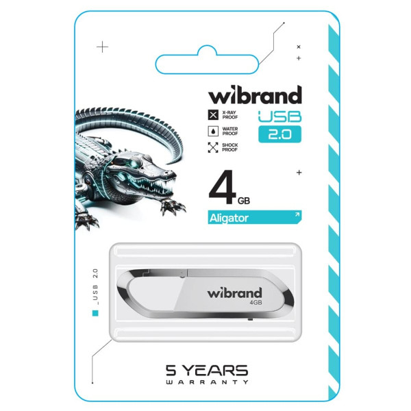 Флеш-накопичувач Wibrand USB 2.0 Aligator 4Gb White