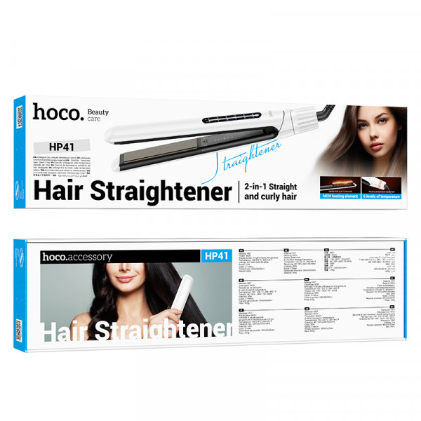 Гребінець для випрямлення волосся HOCO HP41 Straight and curly hair dual-purpose hair straightener(EU) White