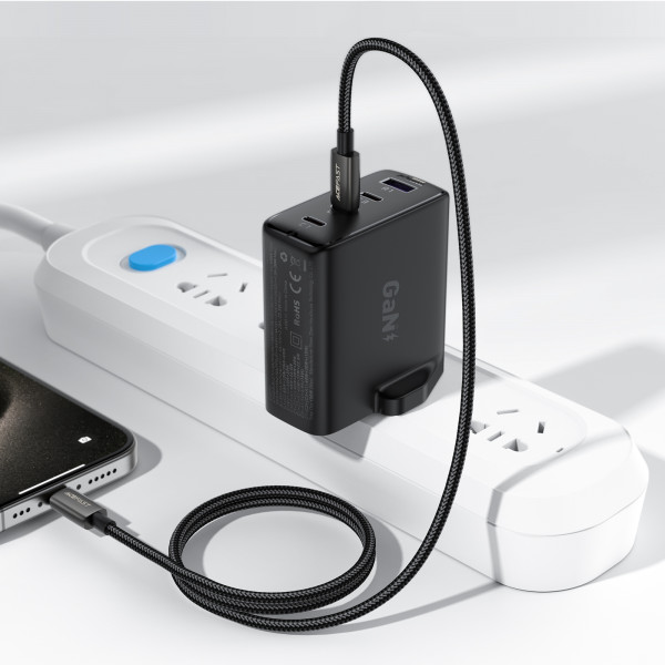 Кабель ACEFAST C23-01, USB to iP, 30W,1.2m, Nylon, Zinc alloy + TPE connectors, Black (6974316285410)