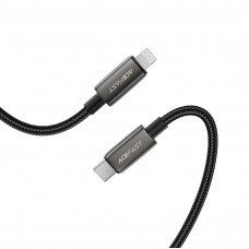 Кабель ACEFAST C23-01, USB to iP, 30W,1.2m, Nylon, Zinc alloy + TPE connectors, Black (6974316285410)