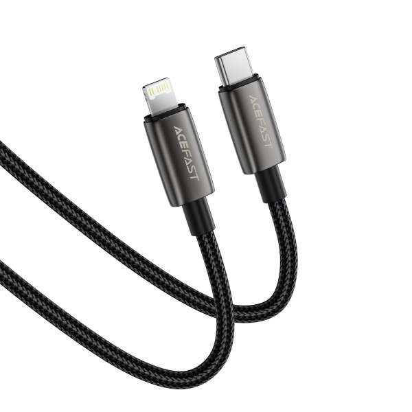 Кабель ACEFAST C23-01, USB to iP, 30W,1.2m, Nylon, Zinc alloy + TPE connectors, Black (6974316285410)
