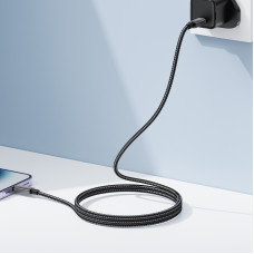 Кабель ACEFAST C23-01, USB to iP, 30W,1.2m, Nylon, Zinc alloy + TPE connectors, Black (6974316285410)