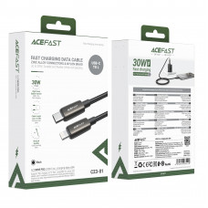 Кабель ACEFAST C23-01, USB to iP, 30W,1.2m, Nylon, Zinc alloy + TPE connectors, Black (6974316285410)