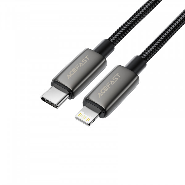 Кабель ACEFAST C23-01, USB to iP, 30W,1.2m, Nylon, Zinc alloy + TPE connectors, Black (6974316285410)