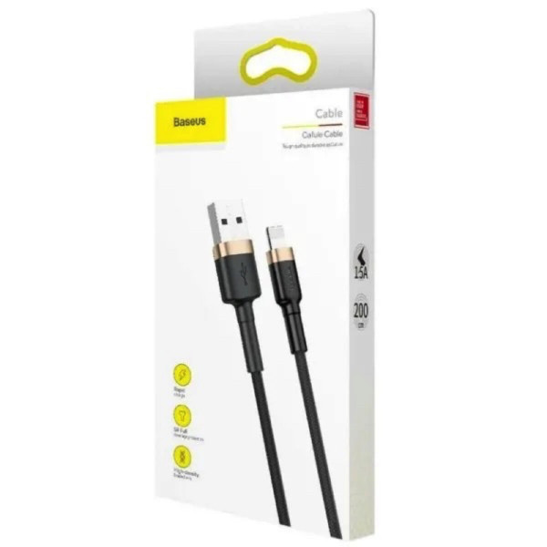 Кабель Baseus Cafule Cable USB For Lightning 1.5A 2m Gold+Чорний