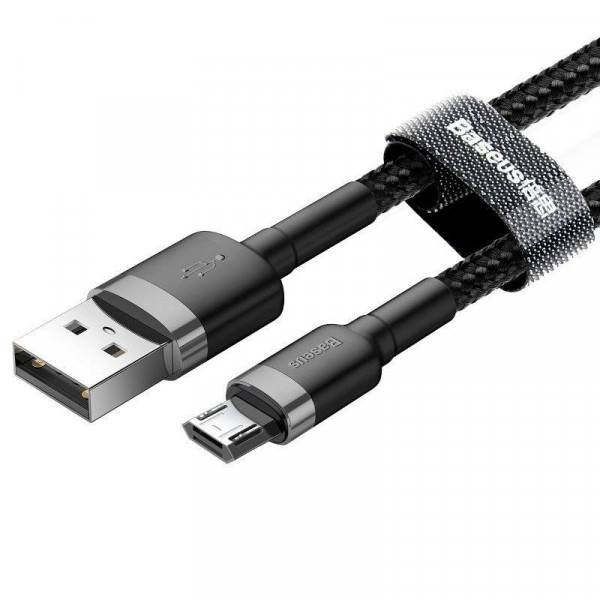 Кабель Baseus cafule Cable USB For Micro 2.4A 0.5M Gray+Black (CAMKLF- AG1)