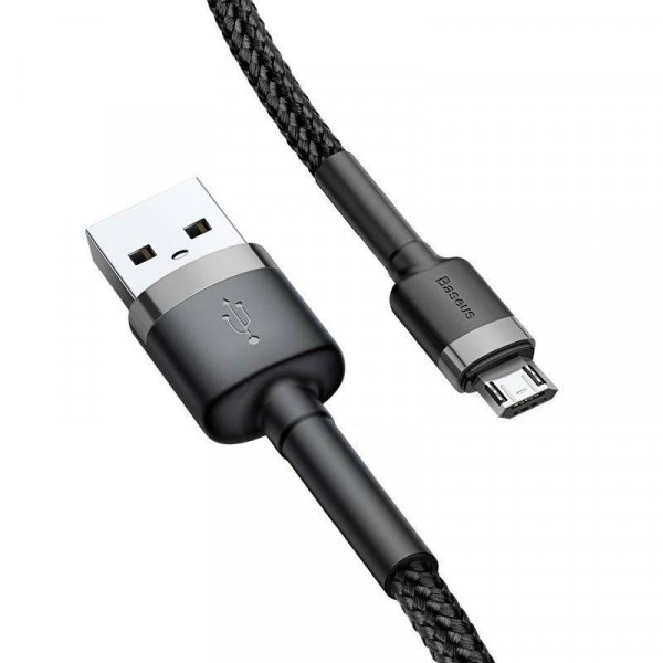 Кабель Baseus cafule Cable USB For Micro 2.4A 0.5M Gray+Black (CAMKLF- AG1)